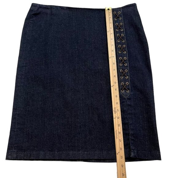 Lauren Ralph Lauren NWT Women's Blue Lace Up Denim Pencil Skirt Size 12 - Picture 10 of 11